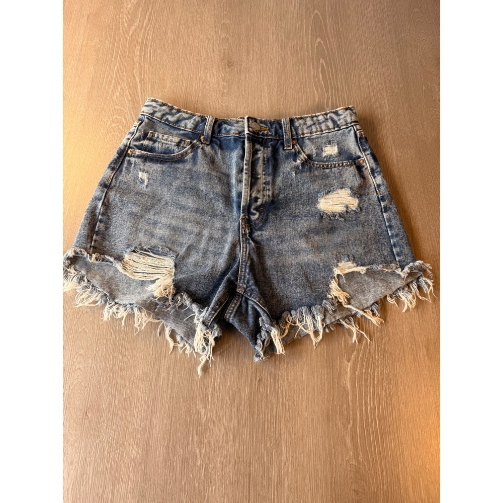 Wild Fable Highest Rise Distressed Denim Shorts Blue Size 10 High Waisted Frayed